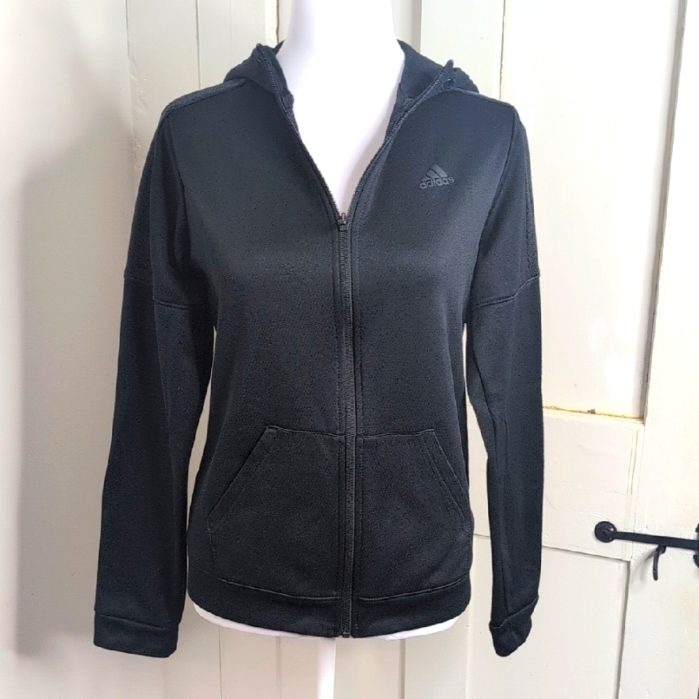 Adidas Small Black Climawarm Zip Up Hoodie Sweatshirt